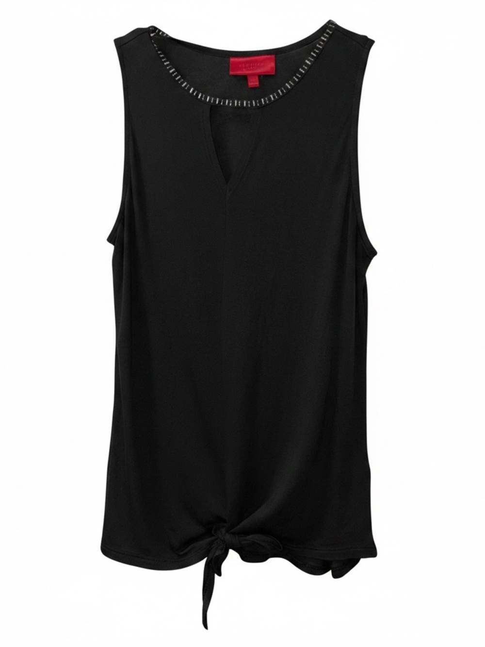 Jennifer Lopez Sleeveless Tie-Front Top in Black XS